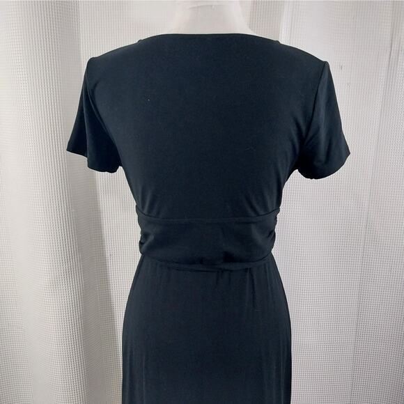 TALBOTS PETITES! BLACK JERSEY KNIT BELTED WAIST, CRISS-CROSS BODICE DRESS! SZ SP - Picture 7 of 11